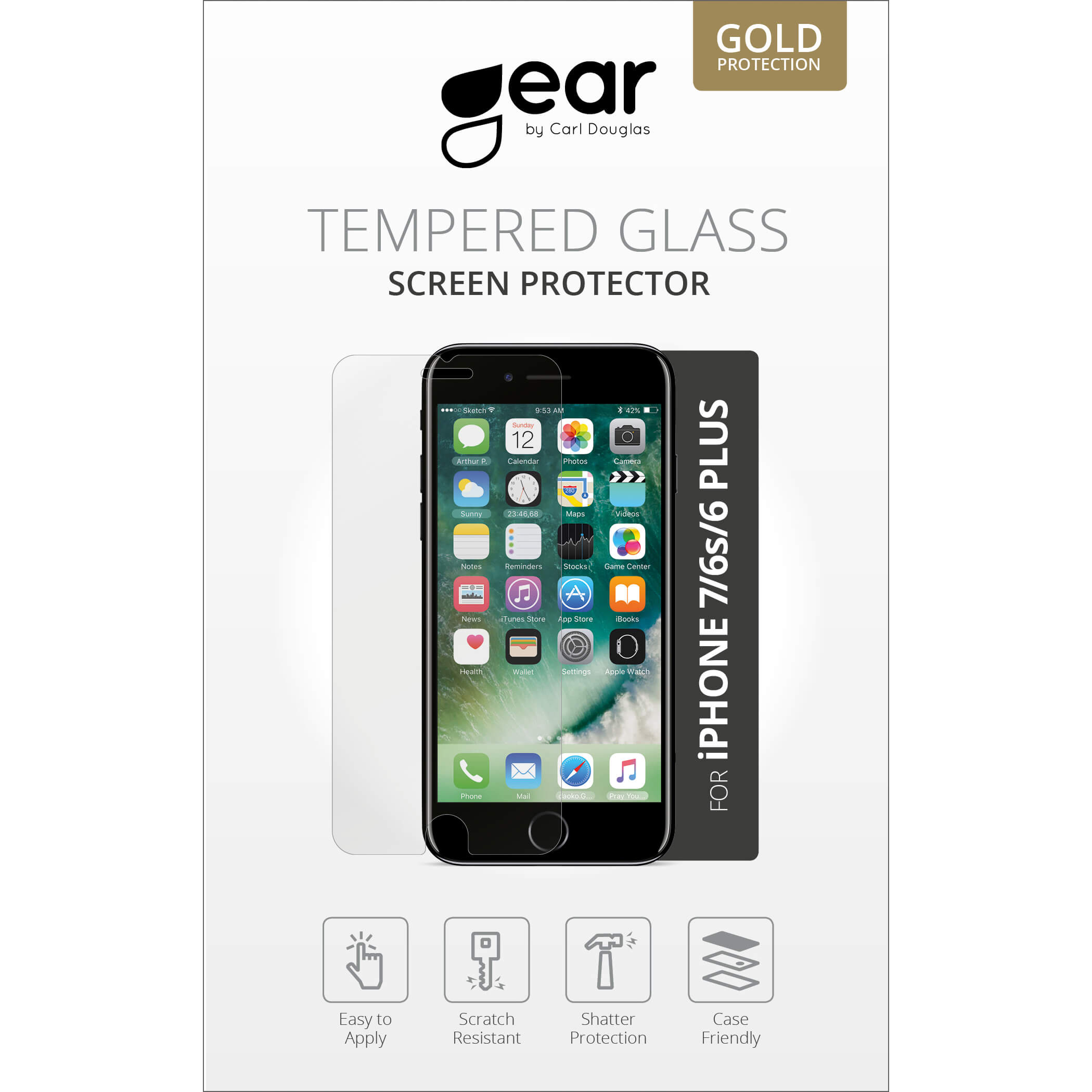 GEAR Screen Protector 2.5D iPhone 6 / 7 / 8 Plus