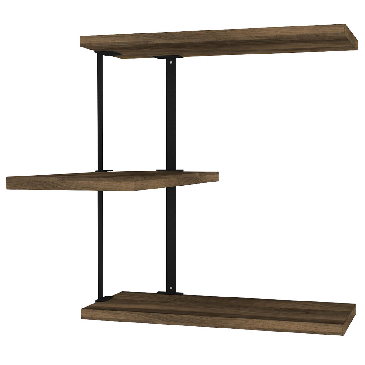 Norda Design Moderni seinähylly metallikehyksellä, pähkinänvärinen ja musta, 45x47.4x20 cm | 100 % melamiinipäällystetty, 18 mm paksu