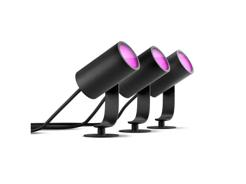 Philips Hue White and Color Ambiance Lily - Spottivalo - LED - 8 W - 16 miljoonaa väriä - 2200-6500 K - musta, mattakromi (pakkaus sisältää 3)
