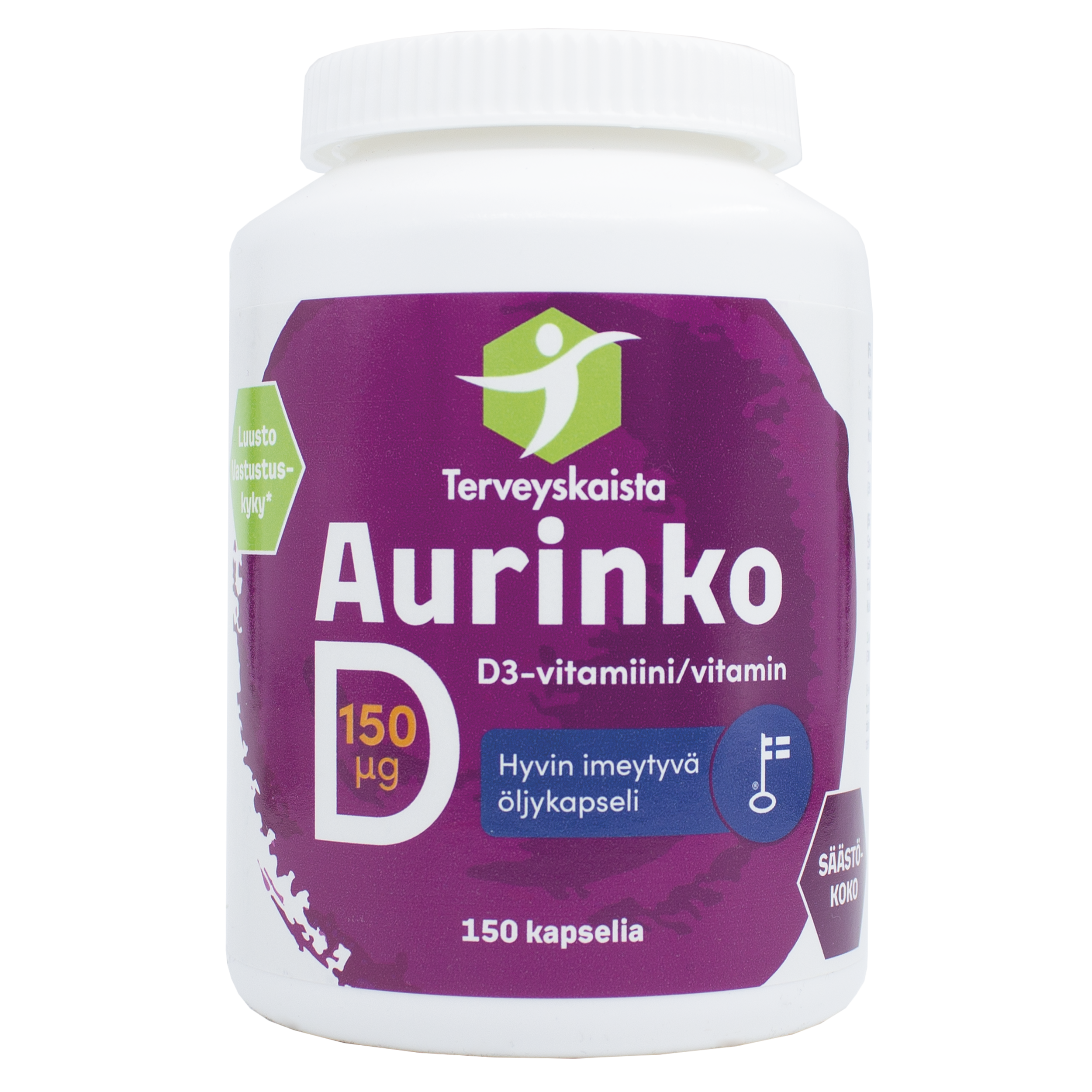 Terveyskaista Aurinko D 150 μg 150 kaps
