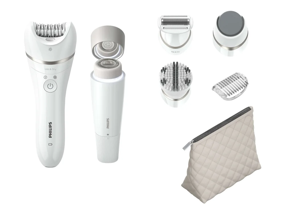 Philips Beauty Set Series 9000 BRE770/92 Koko vartalolle, Valkoinen, 32 pinsettiä, Keraaminen, Vatsa, Kainalot, Takareidet, Bikinialue, Pakarat, Rinnat, Dekoltee, Etureidet, Pää, Sisäpuolet..., Kainalot, Karvanpoisto, Kuorinta, Tarkkuus, Parranajo, Jalkojen hoitoon tarkoitettu tasoitusrulla, 70400 r