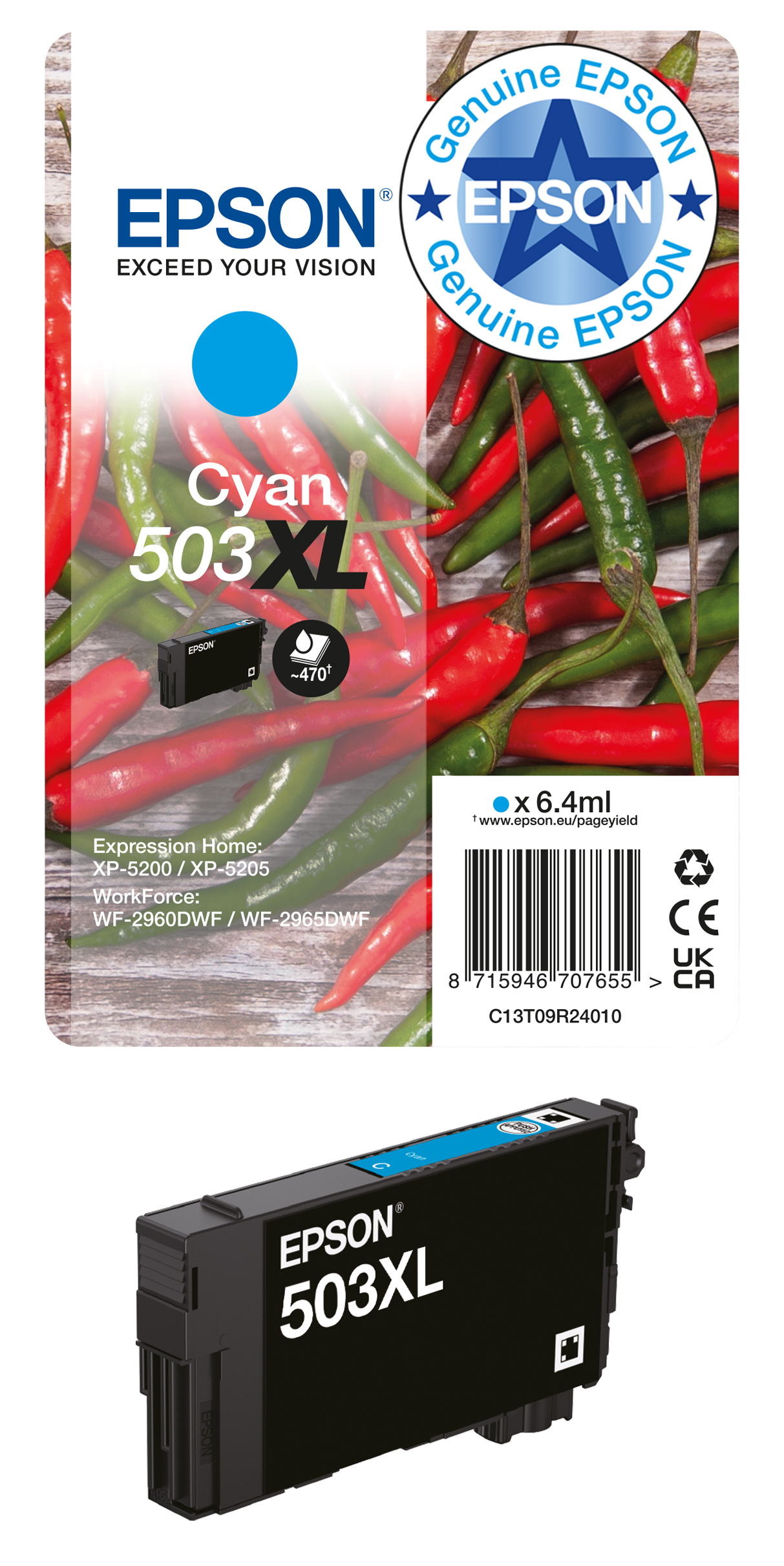 EPSON 503-mustekasetti, 3.3 ml, syaani