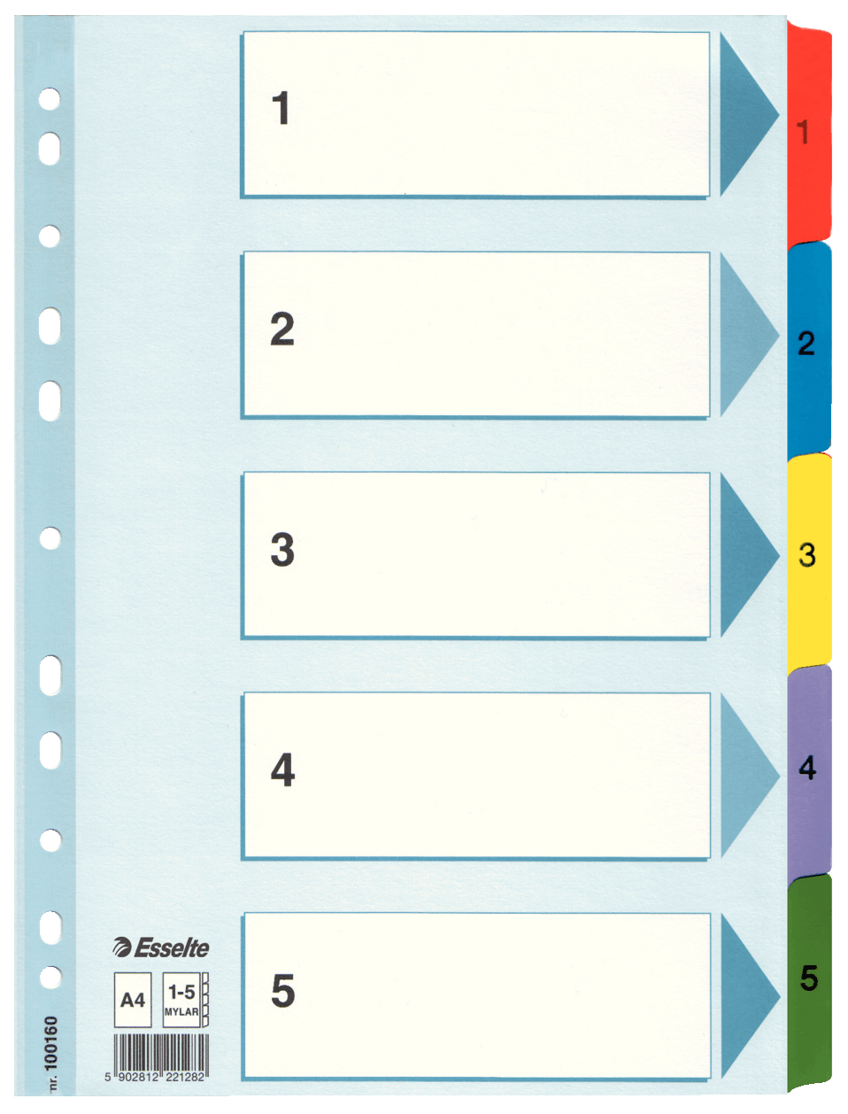 ESSELTE Kartonkirekisteri Esselte Mylar A4, 1-5 100160 Vastaa: N/A