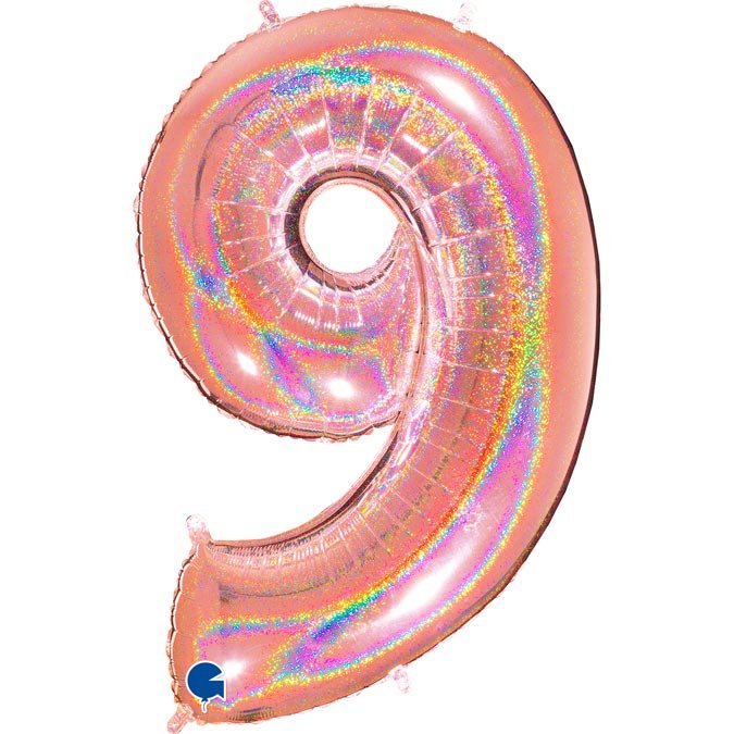 Isot numerofoliopallot, ruusukulta-hologrammi, 100cm-9
