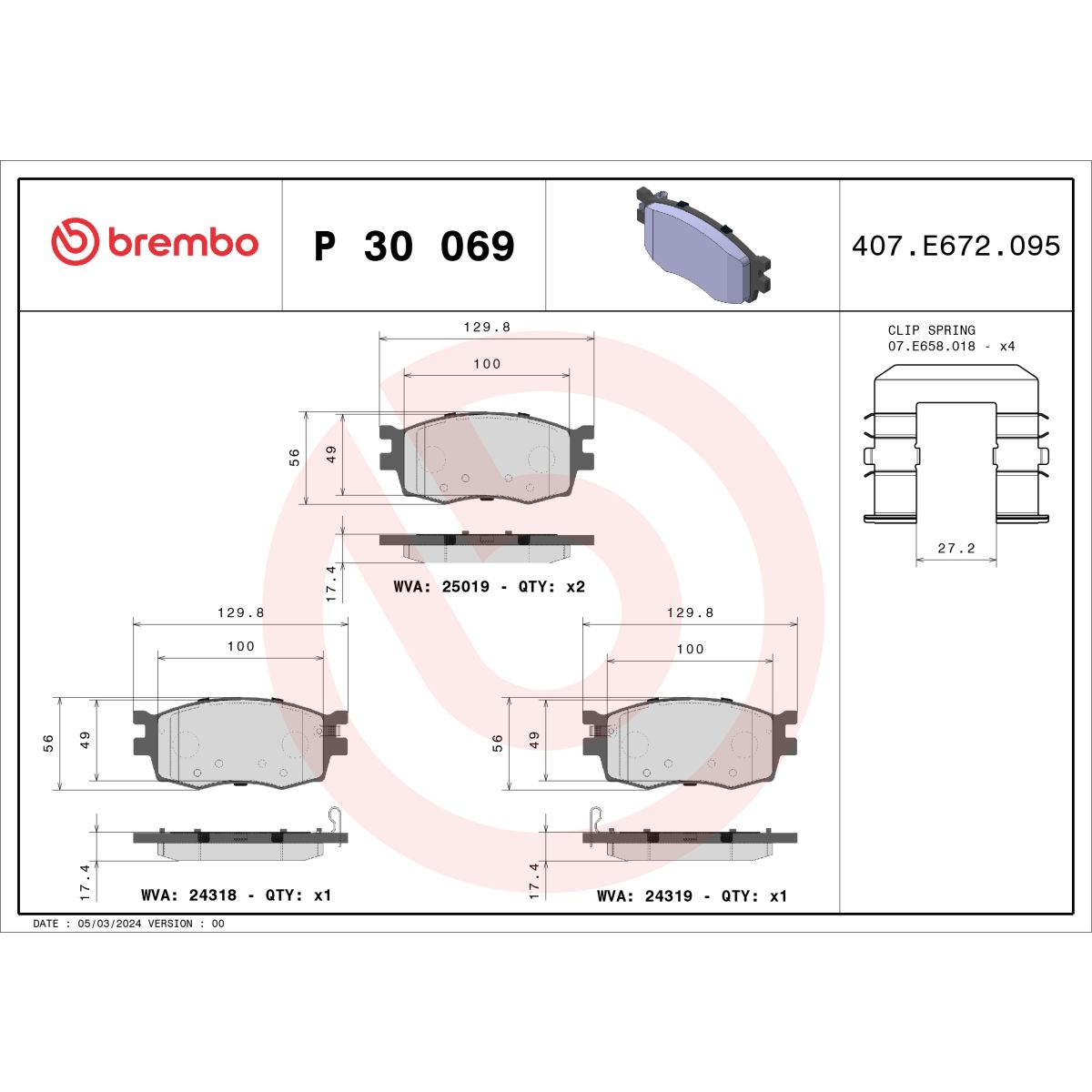 Jarrupalat, levyjarru BREMBO P 30 069