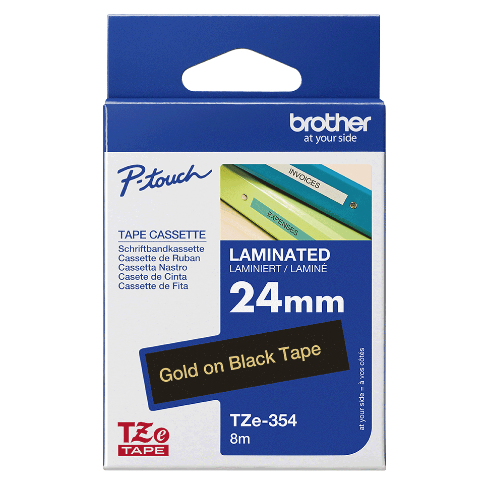 Brother Tape Kangas 24mm Tze-r354 Kulta/musta Satiini