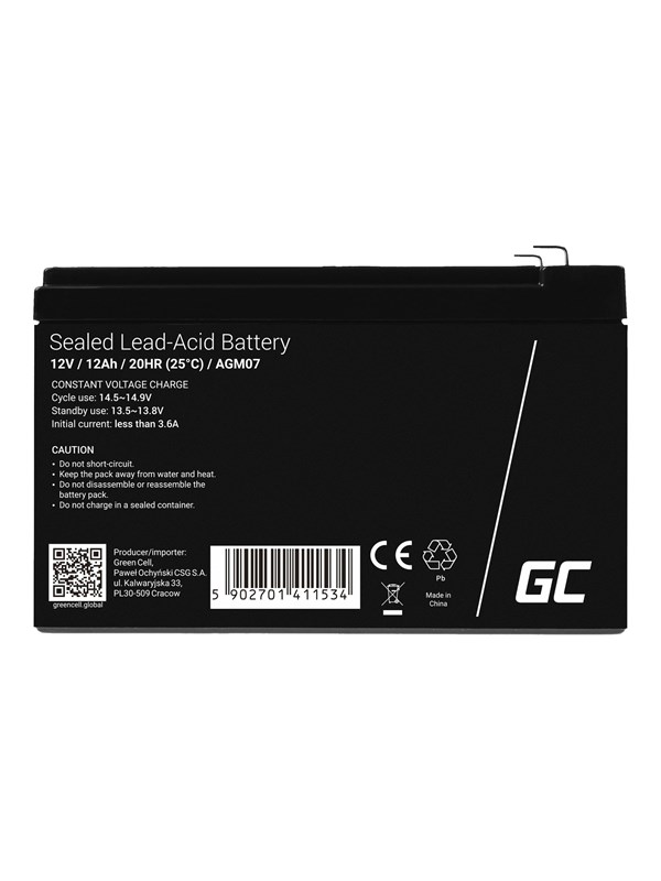 Green Cell AGM07 AGM 12V/12Ah Gel Deep Cycle