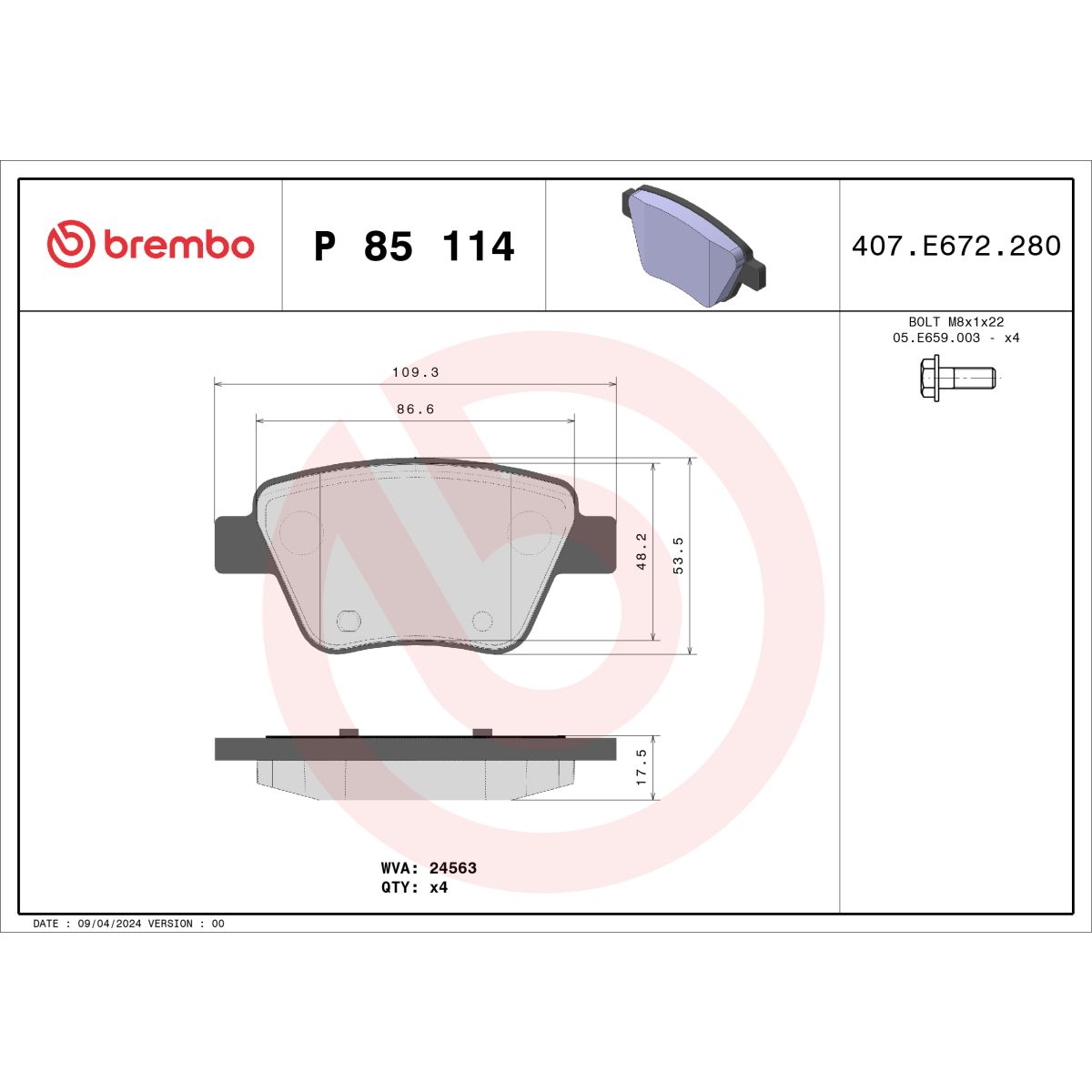 Jarrupalat, levyjarru BREMBO P 85 114