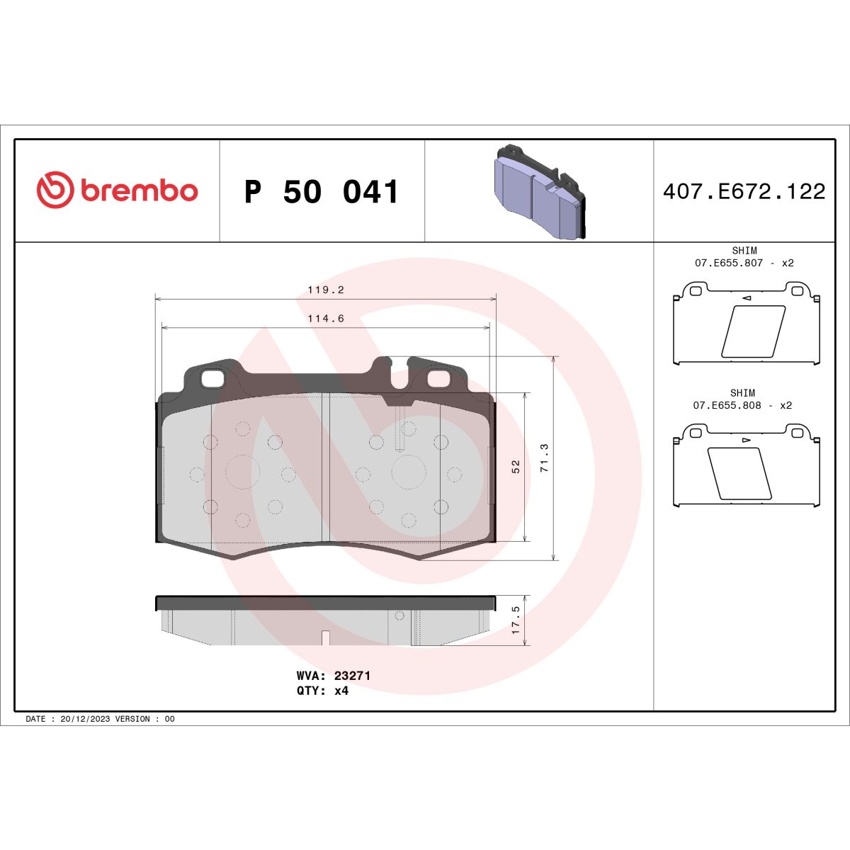 Jarrupalat, levyjarru BREMBO P 50 041
