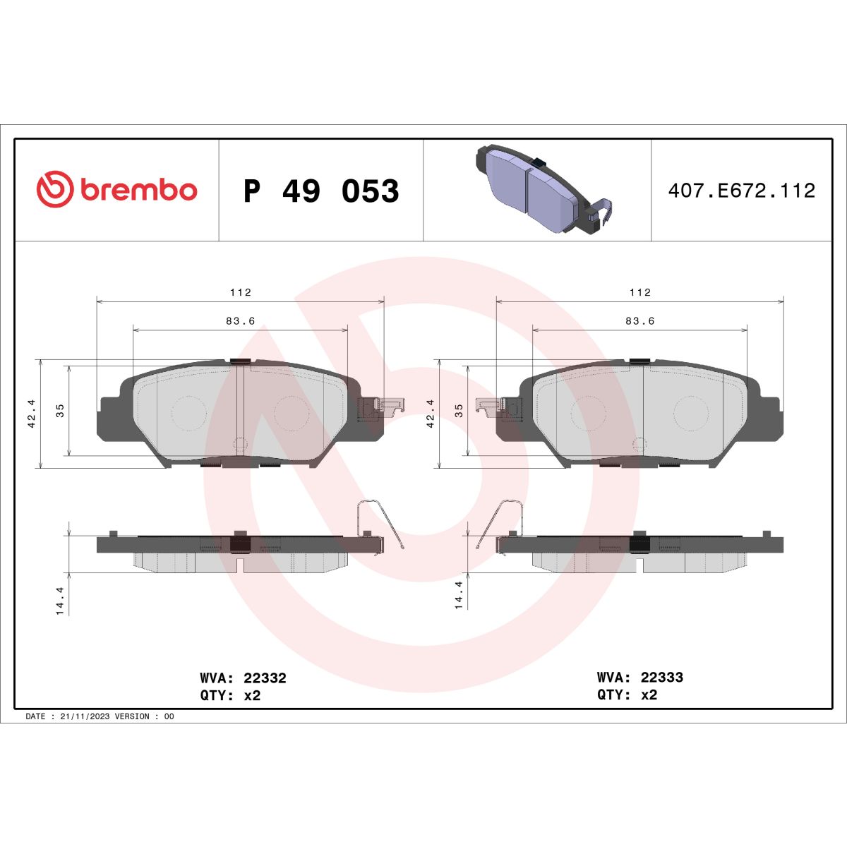 Jarrupalat, levyjarru BREMBO P 49 053