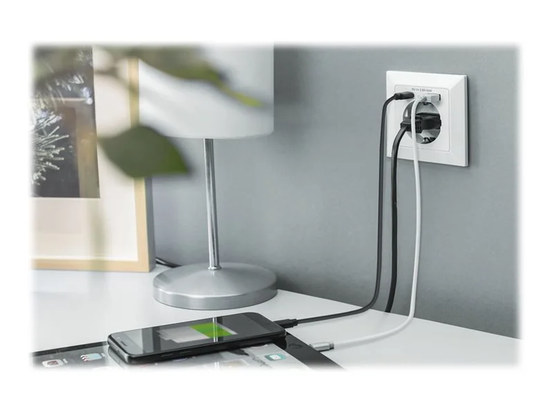DIGITUS DA-70615 - socket-outlet - 1 power socket 2 USB sockets - white RAL 9003
