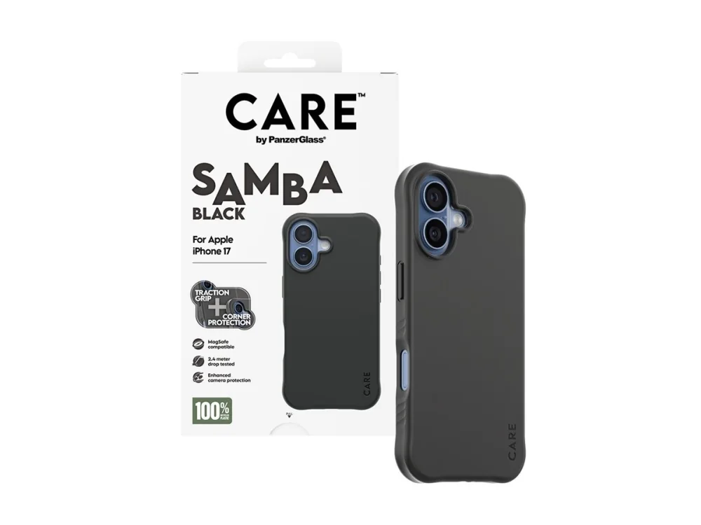 CARE by PanzerGlass Fashionable Case Samba Black w. MagSafe iPhone 17