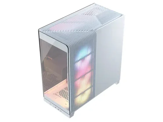 Corsair Frame 4500X RS-R -miditornikotelo ikkunalla ja RGB-valaistuksella, valkoinen