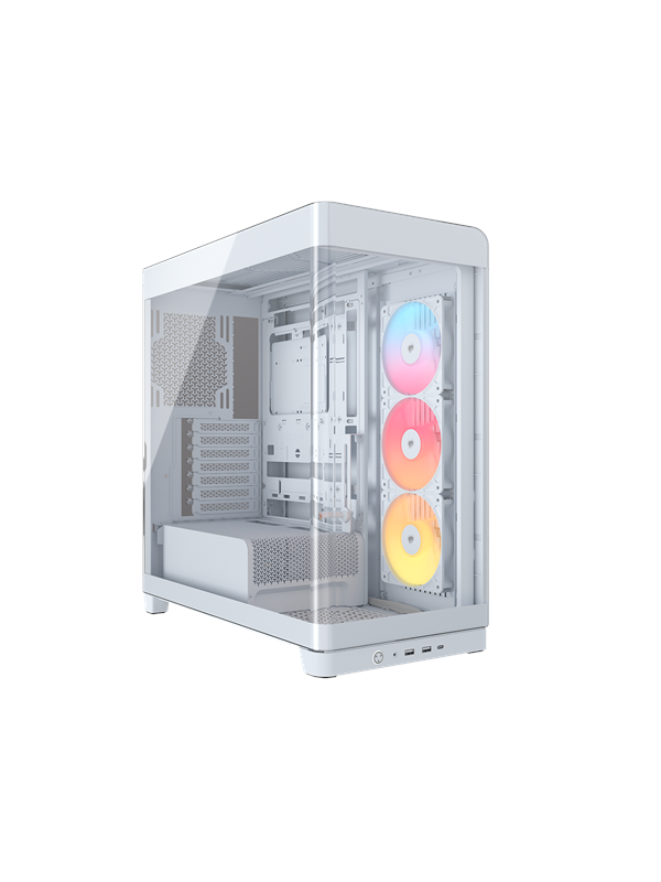 Corsair Frame 4500X RS-R -miditornikotelo ikkunalla ja RGB-valaistuksella, valkoinen