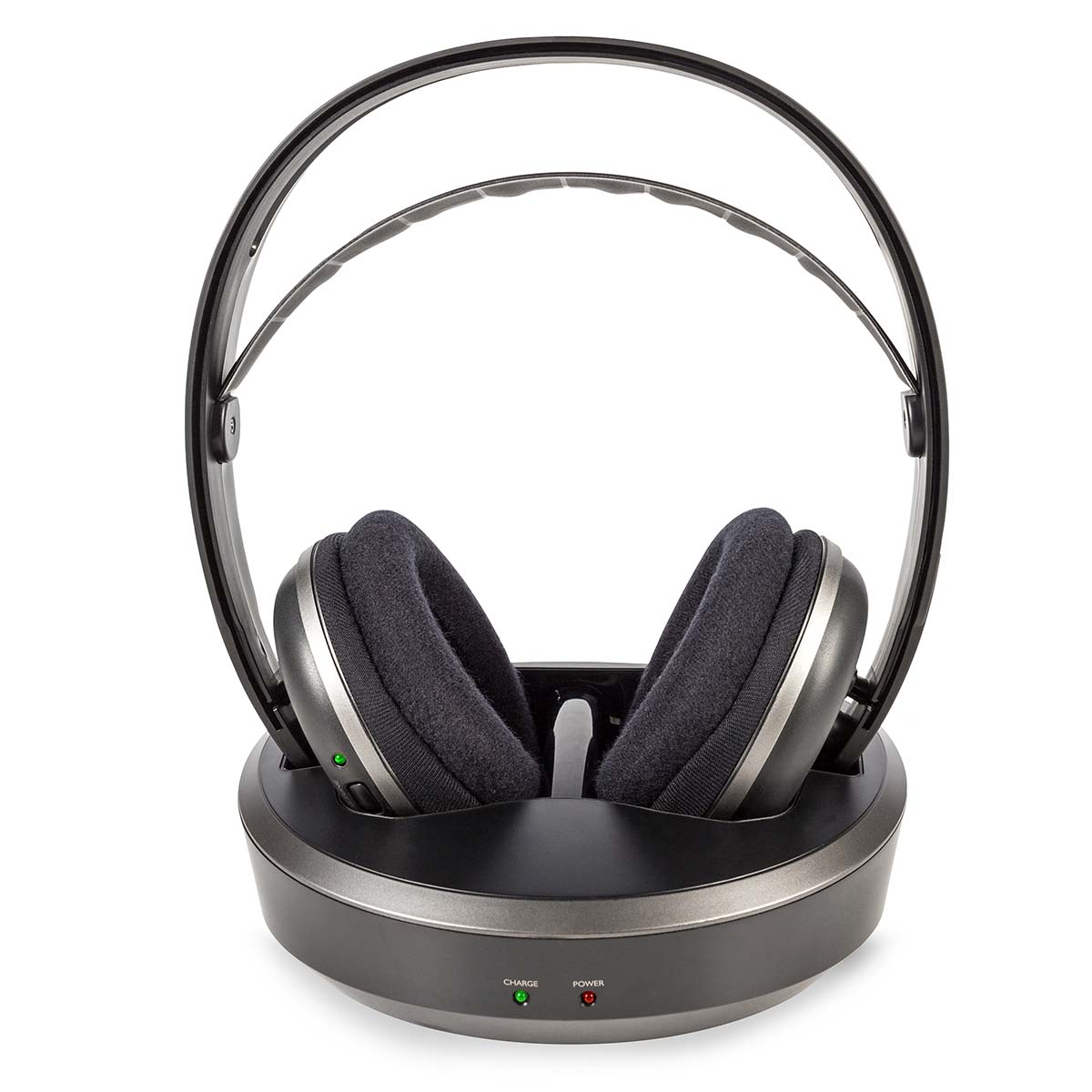 Nedis Langattomat TV-kuulokkeet | RF, frequency 868 Mhz | Over-Ear-kuulokkeet | Akun 1 käyttöaika vakiokäyttö: 660 min | 100 m | Digitaalinen Audio | Hopea / Musta