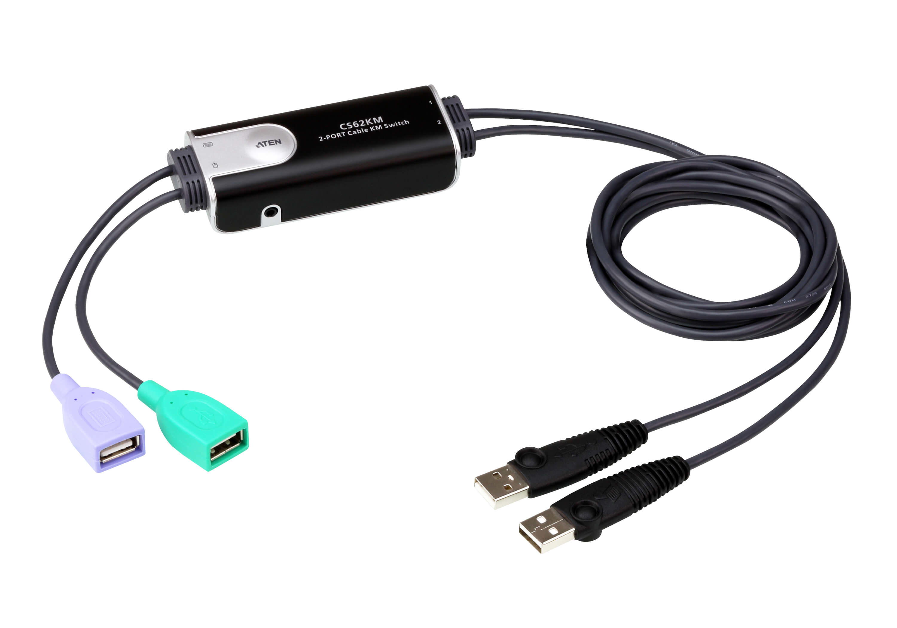 Aten Cs62km 2-port Usb Boundless Cable Km Switch