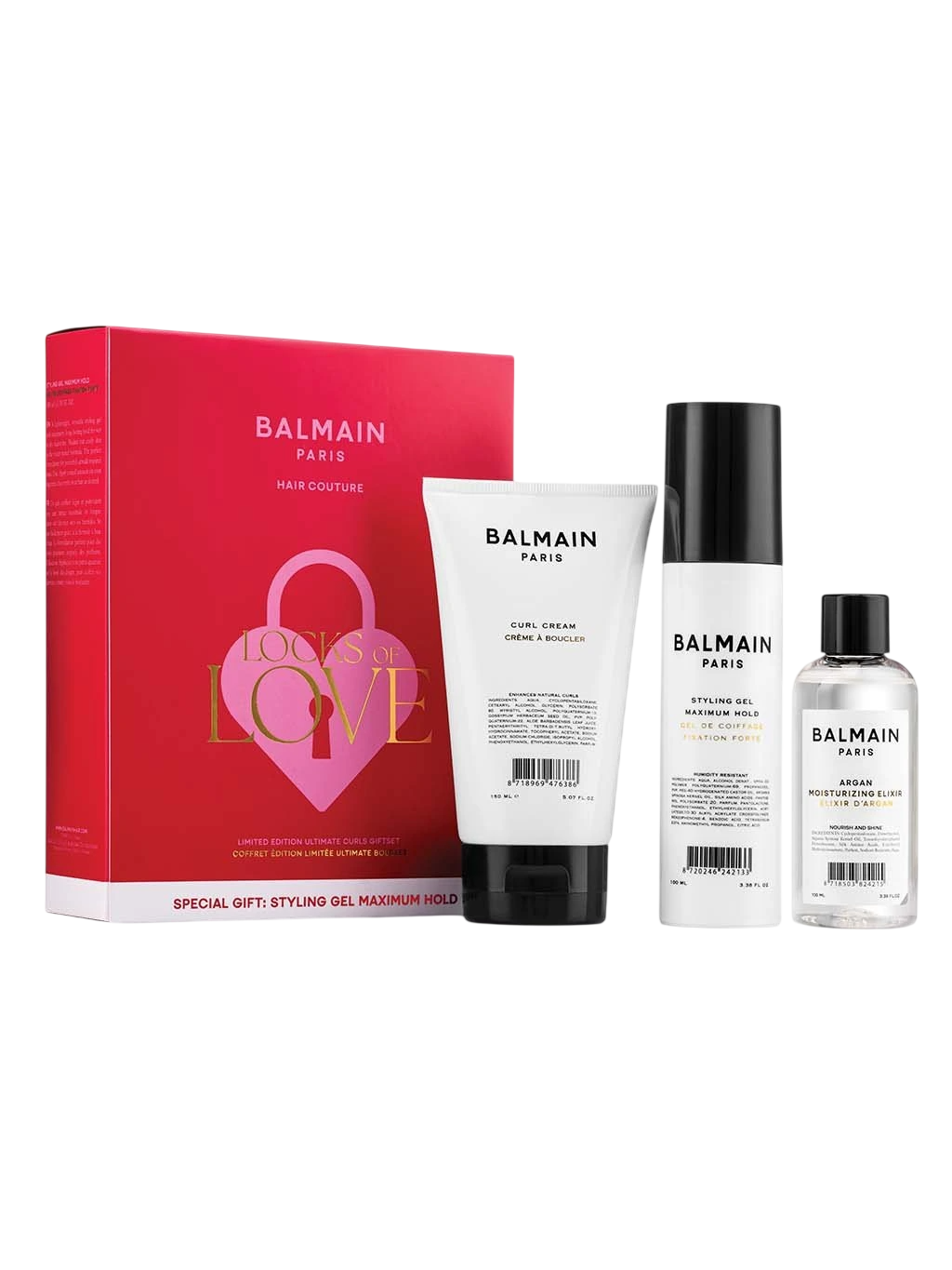 Balmain Professionnel Set Locks of Love — muotoilukreem + geeli + argan-eliksiiri hiuksille
