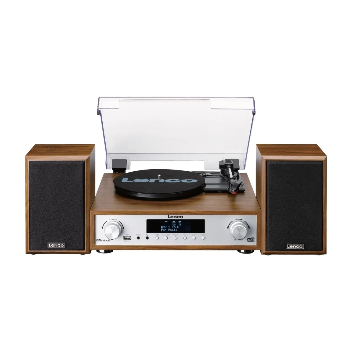 Lenco MC-160WD, Hihnakäyttöinen levysoitin, Ohje, Puu, Puu, 33,45,78 RPM, DC-moottori