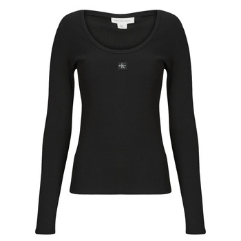 Calvin Klein Jeans Paita 'Long Sleeve' musta
