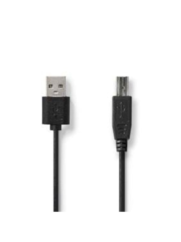 Nedis USB kaapeli | USB 2.0 | USB-A Uros | USB-B Uros | 480 Mbps | Niklattu | 2.00 m | Pyöreä | PVC | Musta | Label