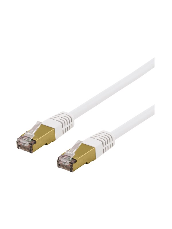 Deltaco Cat6a S/FTP RJ45 5m -verkkokaapeli, valkoinen