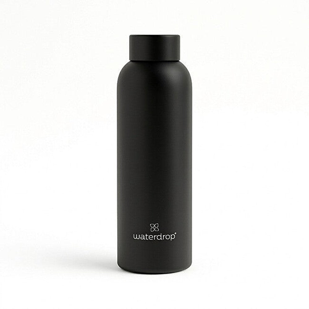Waterdrop Thermo Steel ruostumattomasta teräksestä valmistettu juomapullo, musta matta väri 600 ml