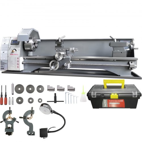 VEVOR Metal Lathe Machine, 21.1 cm x 75 cm, Precision Benchtop Power Metal Lathe, 0-2500 RPM Continuously Variable Speed, 750W Brushless Motor Metal Gears, with Tool Box for Processing Precision Parts