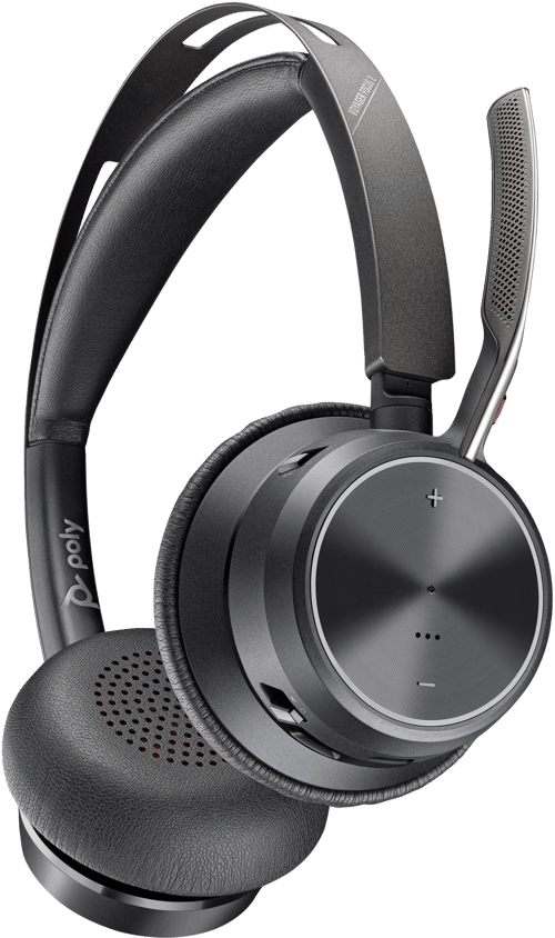 HP Poly Voyager Focus 2 -langaton kuulokemikrofoni + USB-C - USB-A -sovitin, musta
