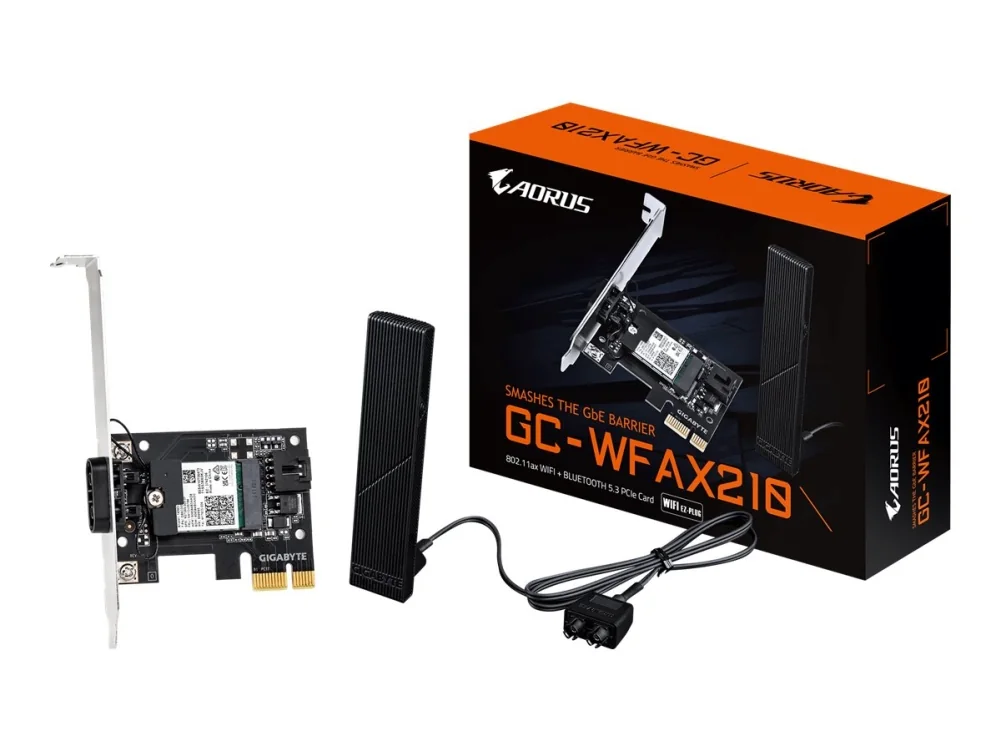 GIGABYTE GC-WFAX210, Sisäinen, Langallinen & langaton, PCI Express, WLAN / Bluetooth, 2400 Mbit/s, Musta