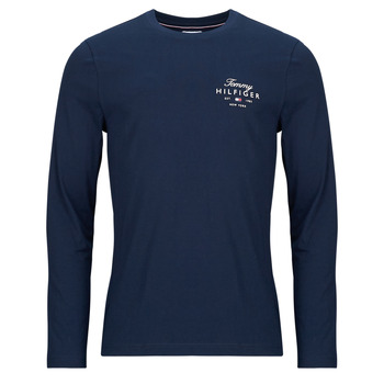 TOMMY HILFIGER Paita 'Logo Long Sleeve' laivastonsininen / valkoinen