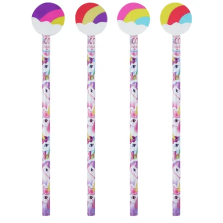 Fun Stationery Unicorn Lyijykynä Pyyhekumi-Toppilla