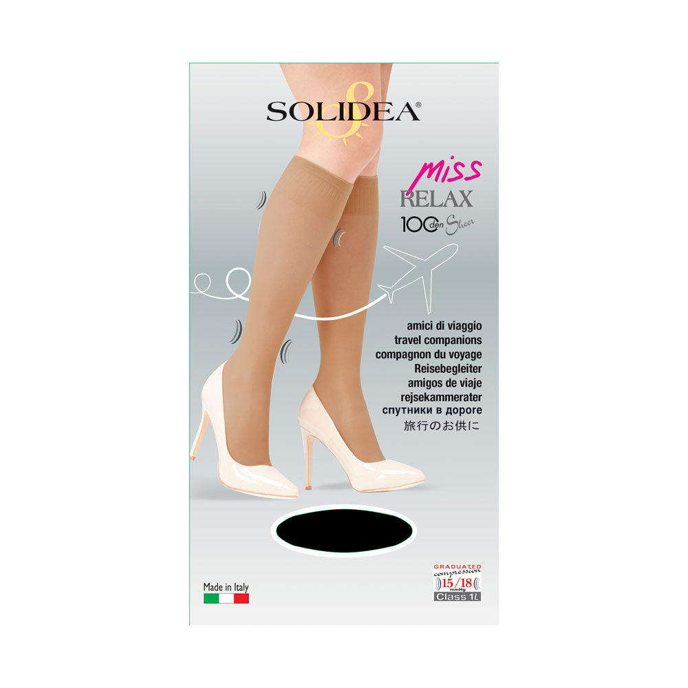 Solidea Miss Relax 100Denin läpikuultavat sukat 15 18 mmHg 1S Savunharmaat
