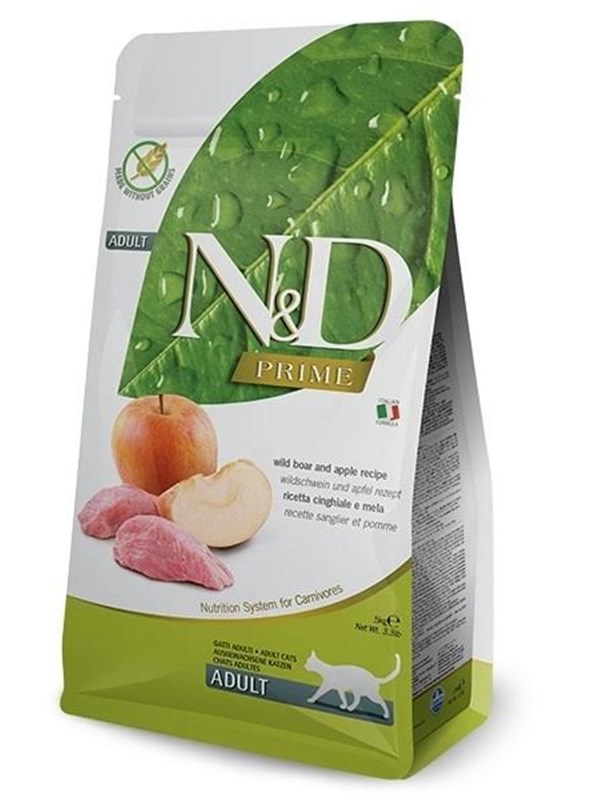 Farmina N&D PRIME CAT WILD BOAR & APPLE ADULT - dry cat food - 5 kg