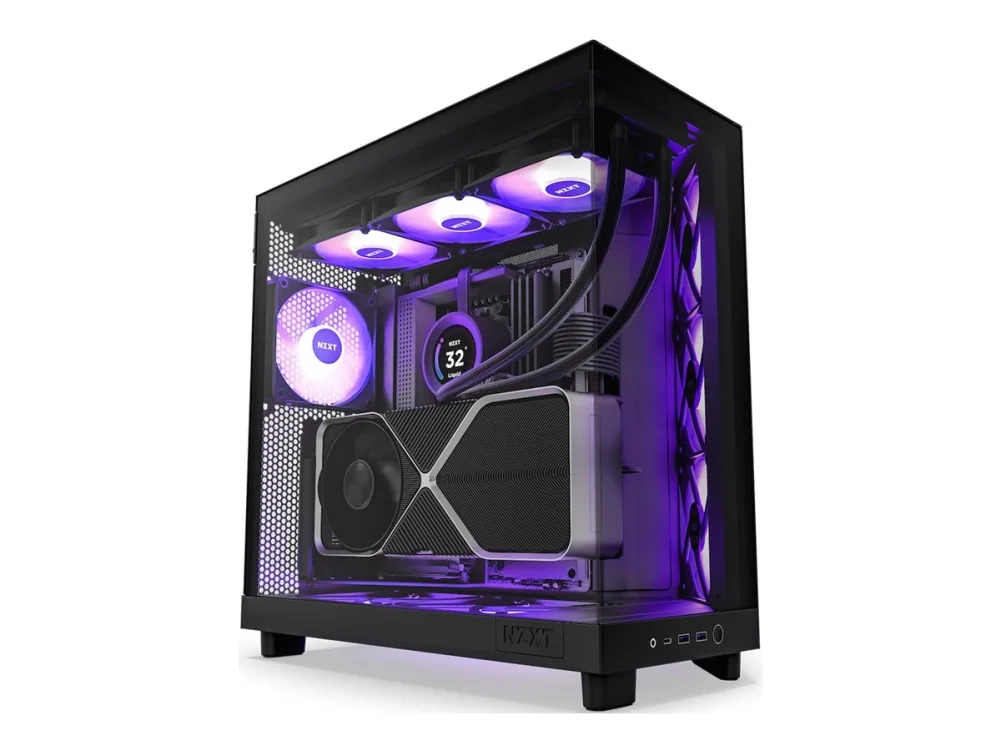 NZXT H6 Flow Compact Dual Chamber with RGB - Matte Black - Kotelot - Miditower - Musta