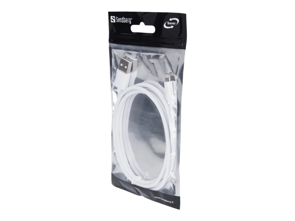 Sandberg USB>Lightning MFI 1m SAVER, 1 m, Lightning, USB A, Uros, Uros, Valkoinen