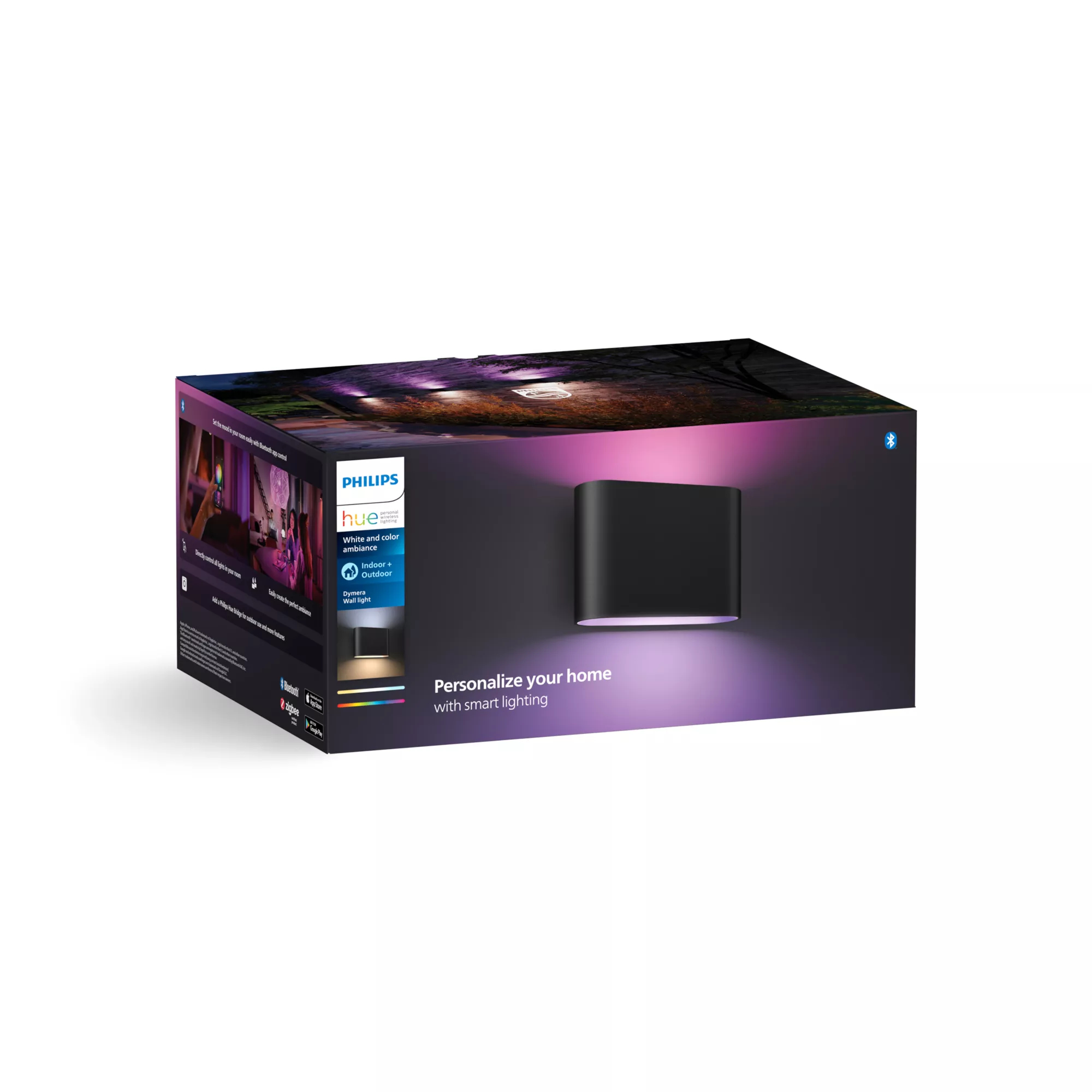 Philips Hue White and Color Ambiance Dymera - Seinälamppu - LED x 2 - yhteensä: 20.4 W - 16 miljoonaa väriä - 2000-6500 K - musta