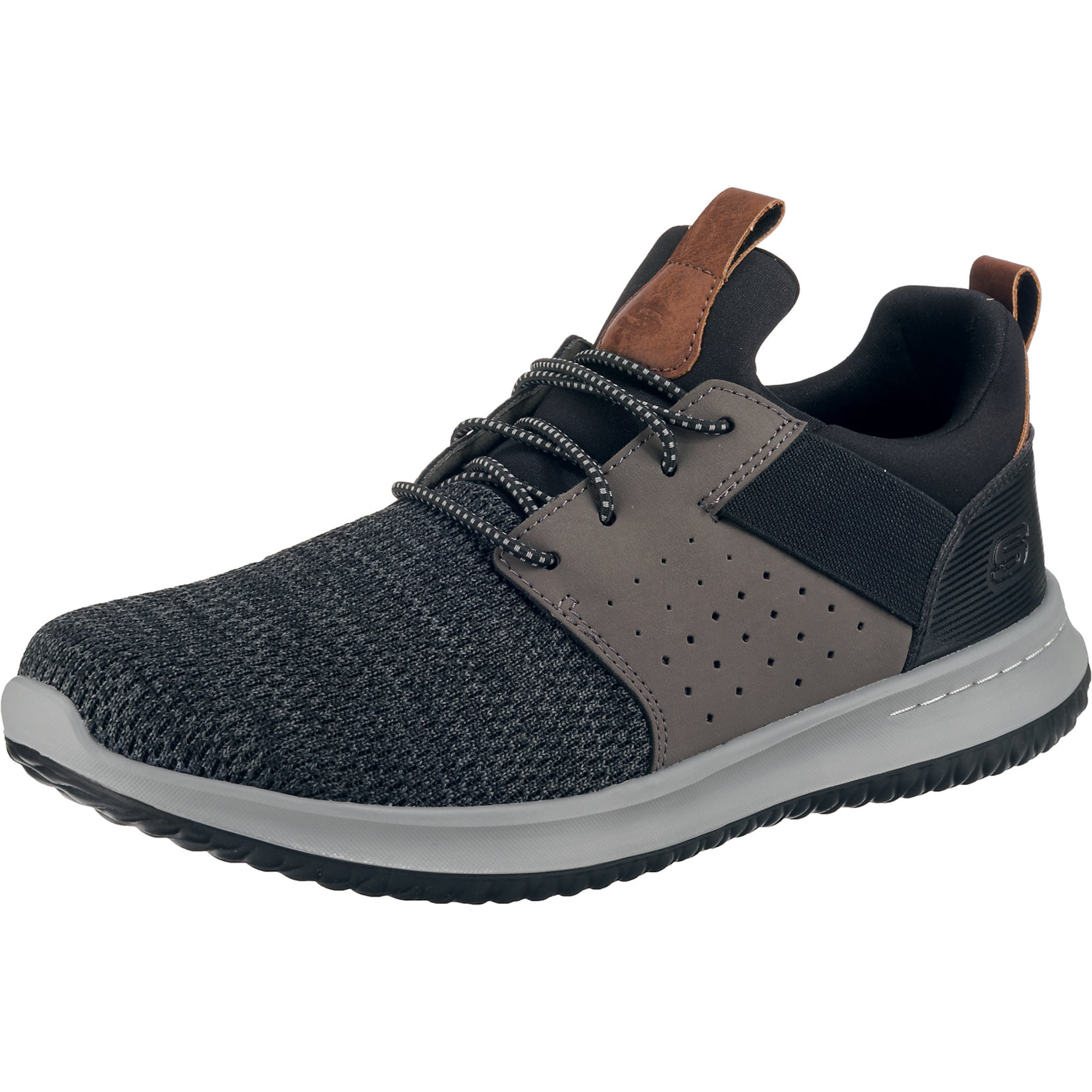SKECHERS Matalavartiset tennarit 'Delson Camben' ruskea / mudanvärinen / vaaleanharmaa / musta