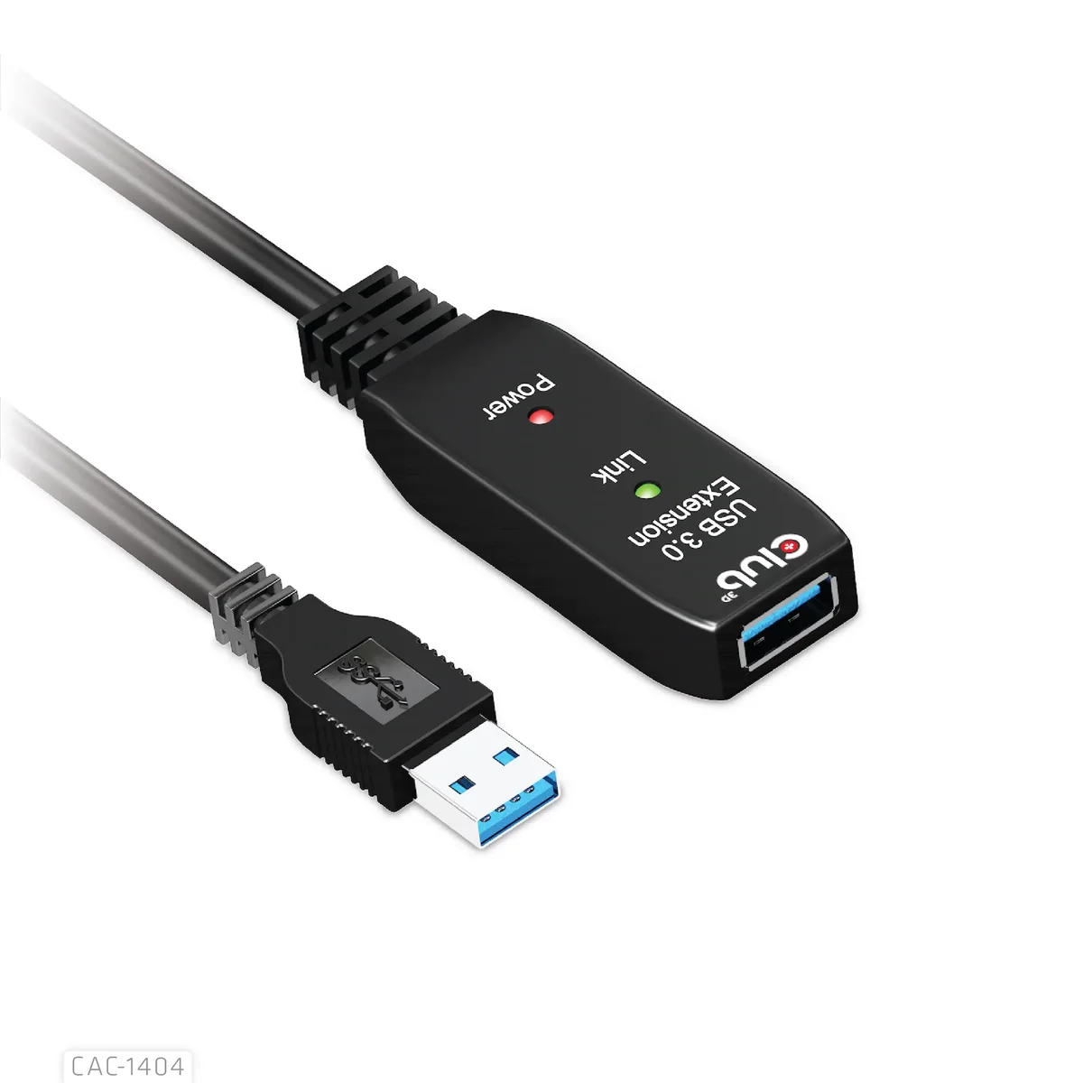 CLUB3D USB 3.2 Gen1 Active Repeater Cable 5m/ 16.4 ft M/F 28AWG, 5 m, USB A, USB A, USB 3.2 Gen 1 (3.1 Gen 1), 5 Gbit/s, Musta