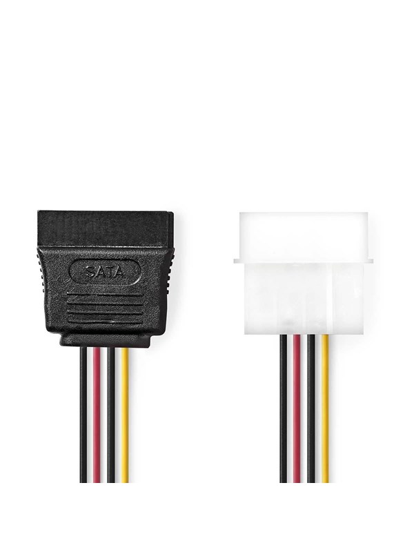 Nedis Sisäinen Virtakaapeli | Molex uros | SATA 15-Pin naaras | Kullattu | 0.15 m | Pyöreä | PVC | Monivärinen | Laatikko