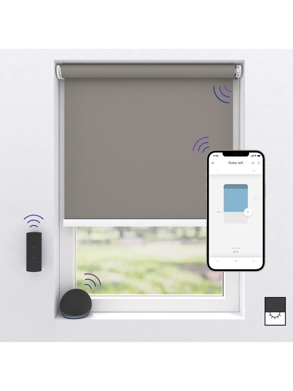MotionBlinds Wireless Electric Black-Out Rollerblind 150x190cm - Grey