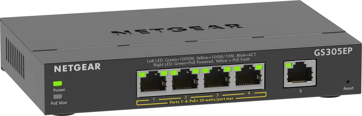 Netgear GS305EP 5-Port Gigabit Ethernet Plus PoE Switch (63W)