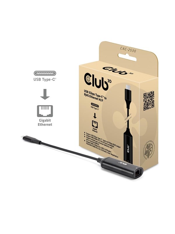 Club3D CAC-2530 - Verkkosovitin, Musta