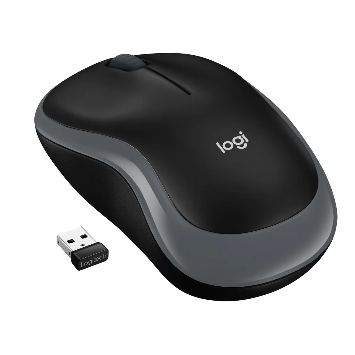 Logitech M185 Wireless PC Mouse - Harmaa - Hiiri - Optinen - 3 painiketta - Harmaa