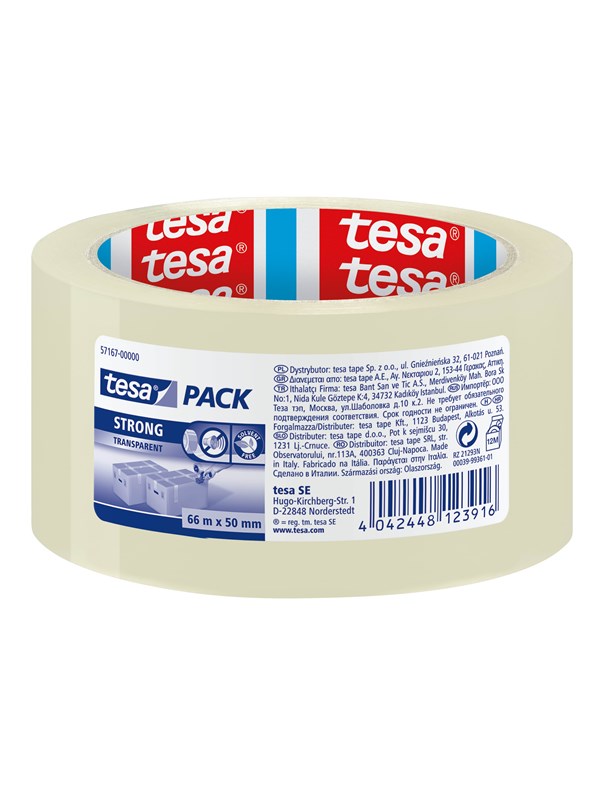tesa pack Strong Packaging Tape 66m x 50mm Läpinäkyvä