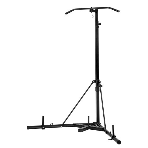 VEVOR 2 in 1 Punching Bag Stand, Steel Heavy Duty Workout Equipment, Adjustable Height Boxing Punching Bag Stand with Pull Up Bar, Freestanding Sandbag Rack, Holds Up to 140 lbs, for Home Gym Fitness