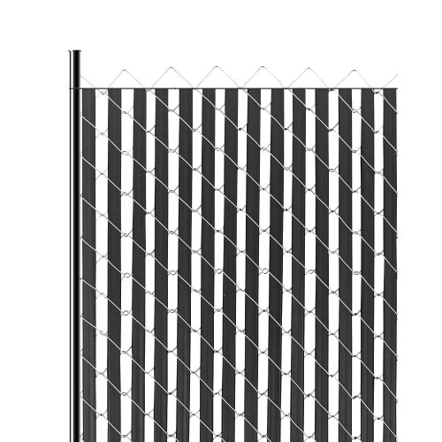 VEVOR Bottom Locking Privacy Slats, Double-Wall Vertical Bottom-Locking Slats for Chain-Link Fence, High-Density HDPE Chain Link Slats Ideally Fit 6' High Fence for Garden, Farm, Sports Field(Black)
