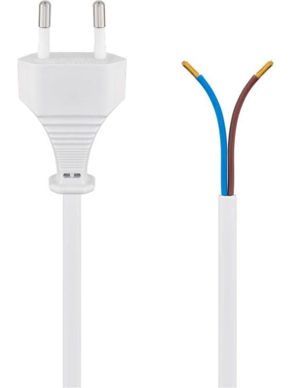 Goobay Kabel med euro-kontakt för montering, 1,5 m, vit Euro-kontakt (typ C, CEE 7/16) > lösa kabeländar