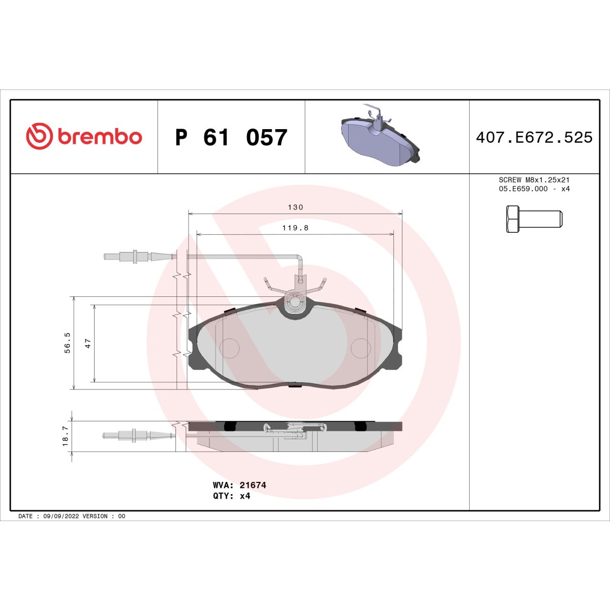 Jarrupalat, levyjarru BREMBO P 61 057