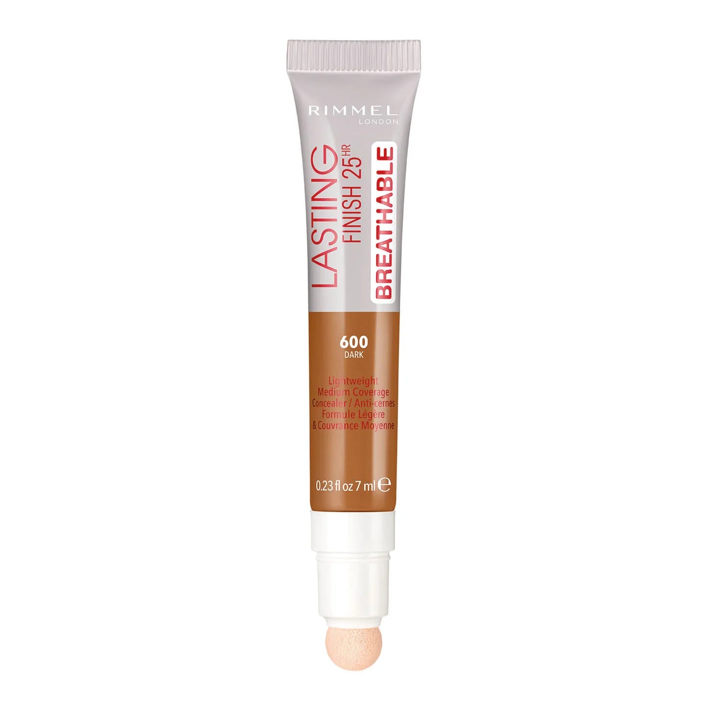 Rimmel London, Kestävä viimeistely, luonnollinen keskipeite, kermainen peitevoide, 600, tumma, 7 ml