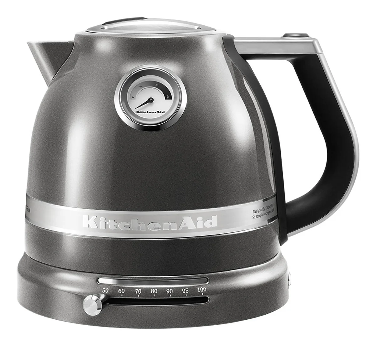 KitchenAid 5KEK1522EMS, 1,5 L, 2400 W, Hopea, Ruostumaton teräs, Alumiini, Säädettävä termostaatti, Veden tason ilmaisin